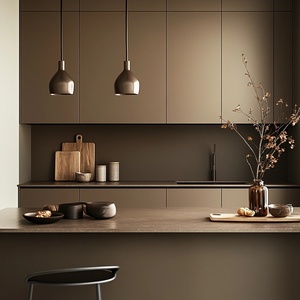 Hiện Đại Tùy Chỉnh Tủ Nhà Sản Xuất Thép Không Gỉ Carcass Sứ Cửa Với Đảo Ăn Sáng Bàn Ăn Nhà Bếp Đơn Vị Thiết Lập - Product Image 3