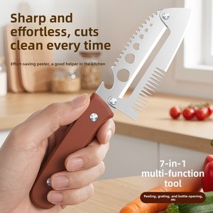 Cortador de Cebollín Manual Multifuncional para el Hogar, de Acero Inoxidable, Reforzado, Siete en Uno, Pelador de Frutas y Verduras, Utensilios de Cocina - Product Image 5