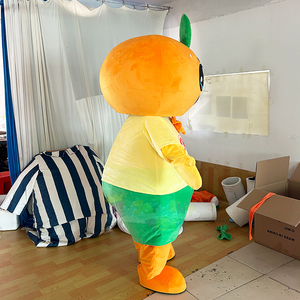 Costume de mascotte orange mignon personnalisé, costume de personnage de fruit avec haut à feuilles et nœud papillon pour Halloween, bars à jus et promotions de festivals - Product Image 3