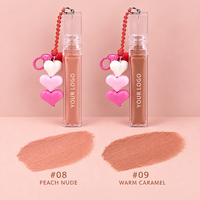 Cosmétiques véganes personnalisés, gloss à lèvres longue durée, marque privée, imperméable, non collant, rouge à lèvres liquide mat avec porte-clés