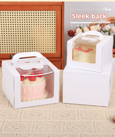 Boîte à gâteau en papier blanc personnalisée avec poignée et grande fenêtre transparente pour pâtisserie de 6 pouces, vente en gros
