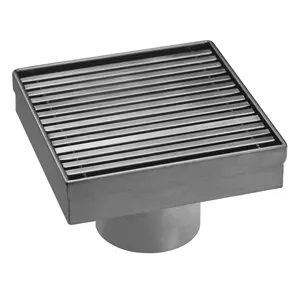 Factory Supply Gun Metal Square 100Mm 50Mm Outlet Waste Bathroom Shower Drain Concealed Stainless Steel Floor Drain