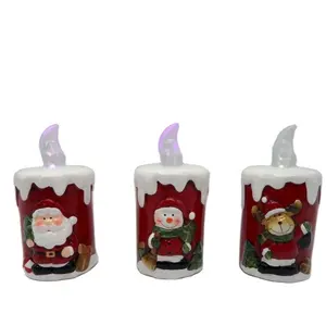 도매 고품질 크리스마스 촛불 모양 세라믹 산타/눈사람/사슴 장식품
