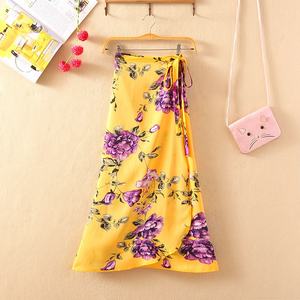 DJT Mujer <span class=keywords><strong>Pull</strong></span> On Elástico Cintura Plisada A-line Faldas de gasa Ruffle Hem Midi <span class=keywords><strong>Falda</strong></span> - Product Image 3