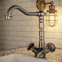 Robinet de lavabo double poignée en laiton doré brossé antique, accessoire de salle de bain haut de gamme pour lavabo de toilettes et usage quotidien