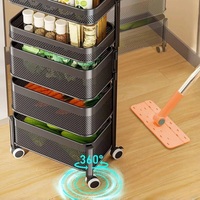 Cuisine 3 niveaux extractible en acier au carbone 360 degrés rotatif fruits rotatif épices organisateur support aimant chariot étagère chariot