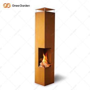 Chimenea de columna Rectangular de acero Corten, moderna y elegante, independiente, para exteriores, para quemar madera, certificado CE, respetuoso con el medio ambiente para jardín - Product Image 2