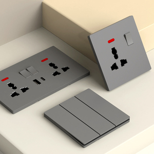 KESHIQI Ultraflacher Minimalistischer 10A USB-Schalter PC Lackiert Grau 4-fach Einzelsteuerung Wand-Großpanel Elektrischer Schalter für den Haushalt - Product Image 2