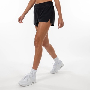 Short de course pour femme 2-en-1 à taille haute, noir, avec poche en mesh, pour le sport et la compression active - Product Image 6