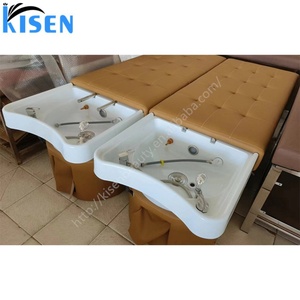 Table de massage thaïlandaise Kisen pour shampoing et soin du cuir chevelu, avec option de lavabo en céramique à circulation d'eau, thérapie japonaise pour salon de coiffure - Product Image 4