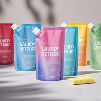 Pochette souple personnalisable réutilisable avec bec verseur pour savon liquide, gel lavant pour les mains, recharge de lessive, sac plastique autoportant