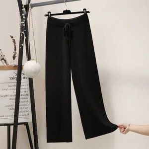 Nuovi Pantaloni Invernali ed Autunnali in Maglia a Taglia Unica a Gamba Larga Vita Alta con Taglio Dritto Verticale Lunghi da Donna - Product Image 5