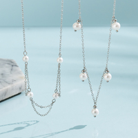 Collar de Perlas de Agua Dulce Blancas con Cadena de Clip Asimétrica Plateada, Diseño Único y Elegante, para Regalo de Joyería