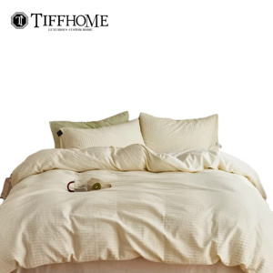 Ánh Sáng Màu Vàng Tinh Khiết Bong Bóng Gạc Bốn Mảnh Tấm Ga Giường Đặt Siêu Mềm Da Thân Thiện Duvet Bìa Bộ Đồ Giường Phong Cách Hiện Đại - Product Image 4