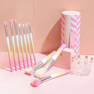 Arc-en-ciel de luxe, 10 pièces, véritables brosses de maquillage professionnelles, Logo personnalisé, haute qualité avec boîte d'emballage - Product Image 1