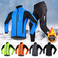 Combinaison de cyclisme sportive d'hiver pour hommes, pantalon de vélo épais pour l'extérieur, pantalon long thermique, veste réfléchissante