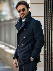 Nuovo Cappotto Lungo Invernale da <span class=keywords><strong>Uomo</strong></span> Taglie Forti, Giacca in Lana Stile Retrò Business da Gentiluomo, di Alta Qualità, Taglia XL, Imbottito a Doppio Petto - Product Image 2