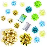 Metallic Blend 100% Polyester Gift Bows Assorted Colors Gold Blue Green Yellow Glitter Printed Wired <b>Ribbons</b> for Gift Packaging - Product Image 3