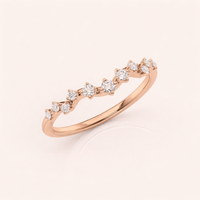 Anillo de Boda con Corona de Diamantes Cultivados en Laboratorio con Certificación IGI, Oro Rosa/Blanco y Amarillo de 18K, Banda de Tiara Curva con Diamantes