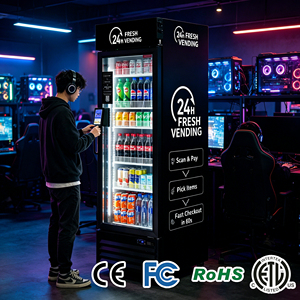 Distributore Automatico Intelligente AI con SDK, Raffreddamento <span class=keywords><strong>a</strong></span> Compressore e Monitoraggio Remoto per Snack e Bevande Combo HAHA 360 per Ufficio, Scuola, Palestra - Product Image 1