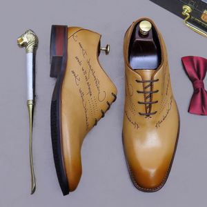 Zapatos Formales Italianos de Punta Cuadrada para Hombre, Marca de Lujo, Hechos a Mano, de Alta Calidad, con Cordones, para Negocios, Fiestas y Eventos Sociales - Product Image 1