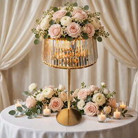 Lampe de table en forme de bougeoir en cristal transparent, bougeoir en métal doré de luxe pour mariage, décoration de table de fête à domicile