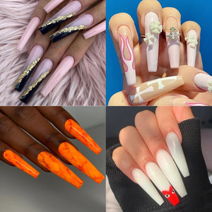 500 <span class=keywords><strong>faux</strong></span> ongles longs de style ballet, artificiels, couvrants, transparents, couleur naturelle, forme cercueil, à presser - Product Image 2