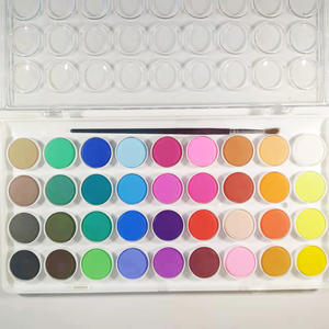 Impression <span class=keywords><strong>fine</strong></span> art 36 couleurs gâteau aquarelle solide peinture aquarelle ensemble avec pinceau à eau - Product Image 2