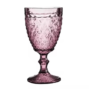 Best Selling Multi Color Wholesale Machine Pressed Europe Style Vintage Blue Glass <b>Goblets</b> 300ml Capacity Huyo Brand for <b>Wine</b> - Product Image 2