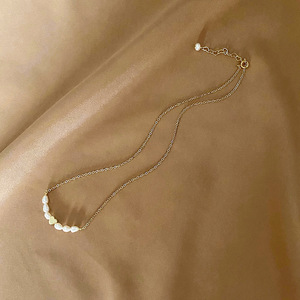 Cute Girls Summer Trendy Women Choker Link Chain Antique Gold Plated <strong>Tiny</strong> Heart Freshwater <strong>Pearl</strong> <strong>Necklace</strong> Gift for Anniversary - Product Image 3