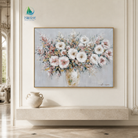 Décoration d'intérieur, vase peint à la main, peinture florale simple sur toile, impression d'art sur toile avec cadre en bois