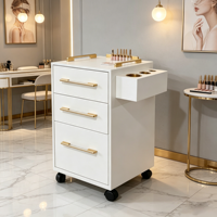 Chariot de Salon et de Maison Moderne en Bois avec 3 Tiroirs et Roues - Chariot de Coiffure Professionnel en Gros pour Salons de Beauté