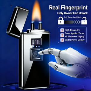 Briquet USB Plasma Métallique Extérieur Coupe-Vent avec Détection d'Empreintes Digitales, Rechargeable Intelligent, Design Portable pour Cigares et Cadeaux d'Affaires - Product Image 3
