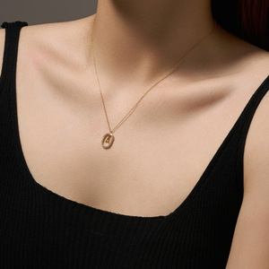 Thời Trang Mới Sang Trọng S925 Sterling Silver Bạc Zircon Vòng Cổ Quà Tặng Cho Phụ Nữ Hình Bầu Dục Thư A-Z Mặt Dây Chuyền Vòng Cổ - Product Image 2