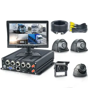 Perekam Video Kendaraan MDVR H.264 SD DVR Seluler 4CH 4G GPS 10.1 Inci Monitor Balik Kamera IR untuk Bus Taksi Truk