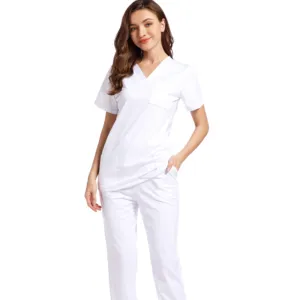 All'ingrosso personalizzato alla moda della fabbrica a basso prezzo poliestere Unisex infermiere medico scrub uniformi set di ospedale uniformi