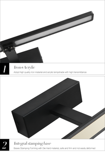 Applique murale LED moderne en alliage d'aluminium noir, abat-jour rectangulaire, lumière blanc chaud 3500K, culot E27, commande par interrupteur, éclairage de salle de bain - Product Image 3