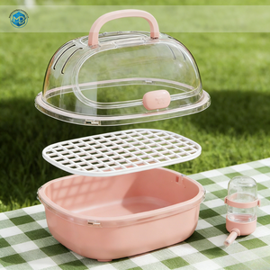 Taşınabilir Hamster Kafesi Şeffaf Seyahat Taşıyıcısı Havalandırma Delikleri Su Şişesi Mama Kabı - Product Image 3