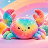 Coussin en peluche personnalisé en forme de crabe arc-en-ciel, coussin coloré tie-dye pour enfants, cadeau
