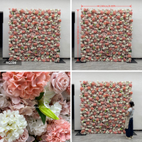 DKB - Nueva Llegada - Pared de Flores Artificiales de Hortensias Rosa Pastel de 8 x 8 pies para Decoración de Fondo de Estudio Fotográfico para Baby Shower, Decoración de Fiestas