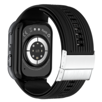 Reloj Inteligente con Bomba de Aire para Medir la Presión Arterial, Pantalla AMOLED Cuadrada, Correa de Silicona, para Llamadas y Monitoreo de Salud para Personas Mayores
