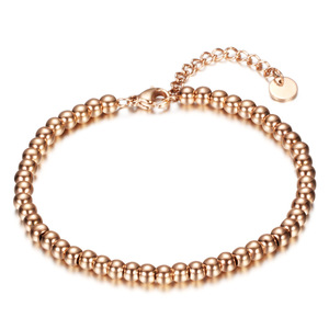 Pulsera de Acero Inoxidable Color Oro Rosa con Cuentas Redondas de 4mm, Joyería Unisex, Accesorio de Regalo - Product Image 1