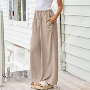 <span class=keywords><strong>Pantaloni</strong></span> <span class=keywords><strong>Palazzo</strong></span> da Donna Enyami Taglie Forti, Casual con Coulisse ed Elastico in Vita, Stile Streetwear, Gamba Larga e Dritta - Product Image 4