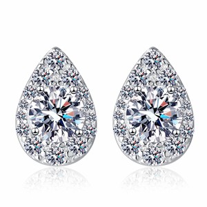 ต่างหูหยดน้ำเงินสเตอริ่ง925คุณภาพสูงเนื้อสัมผัสอากาศสำหรับงานเลี้ยงแต่งงานของขวัญมอยส์ซอไนต์ - Product Image 1