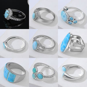 XYOP hecho a mano 925 joyería de plata esterlina altamente coleccionable Natural Larimar anillos fabricados oro rosa al por mayor para niños - Product Image 4