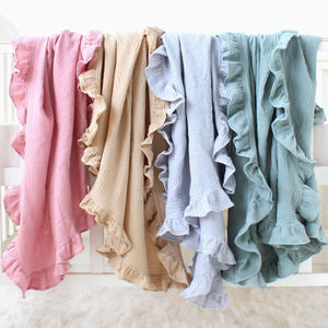 <span class=keywords><strong>Couverture</strong></span> Bébé Ultra Douce 70% Bambou 30% Coton Biologique Mousseline avec Volants Légère Confortable Premium pour Nouveau-né - Product Image 1