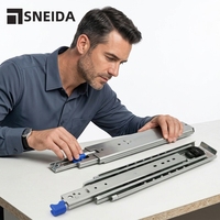 Glissière de tiroir à verrouillage de sécurité 53 mm, robuste, capacité 125 kg, à extension complète, pour armoire, armoire électrique, équipement mécanique