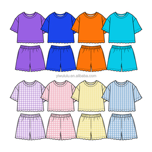 Ensemble short à volants pour petite fille, tendance, été, ensemble personnalisé <span class=keywords><strong>en</strong></span> <span class=keywords><strong>deux</strong></span> pièces pour bébé fille, vêtements pour bébé - Product Image 2