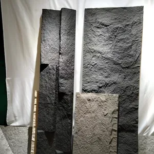 Decoración del hogar, piedra cultural PU, color gris oscuro, panel de piedra de poliuretano para Arabia Saudita