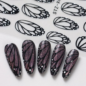 2 Piezas de Impresionantes Pegatinas de <span class=keywords><strong>Uñas</strong></span> con Alas de Mariposa Negras, Elegantes Diseños de <span class=keywords><strong>Uñas</strong></span> de Primavera, Láminas Autoadhesivas 3D, Decoraciones <span class=keywords><strong>para</strong></span> Arte de <span class=keywords><strong>Uñas</strong></span> - Product Image 4